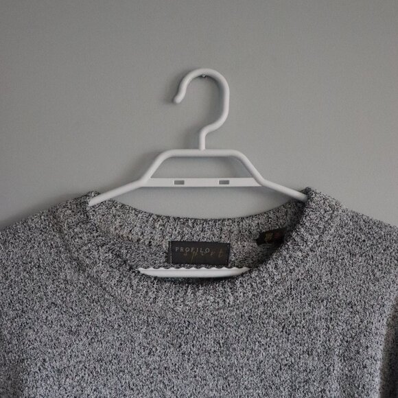 Profilo Sport Men's Grey Sz XL Crewneck Speckled Pullover Cotton Stretch Sweater - Picture 4 of 11